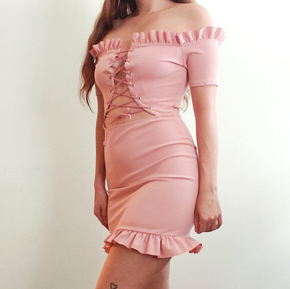 NWT Missguided Lace Up Front Mini Dress Size 4